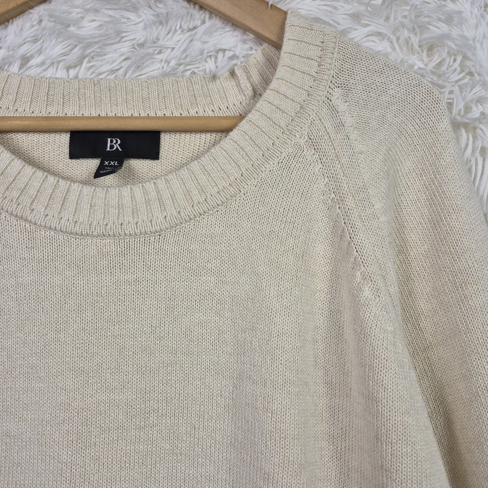 Banana Republic Beige‎ Giorgio Linen Cotton Blend Sweater Mens 2XLT Quiet Luxury